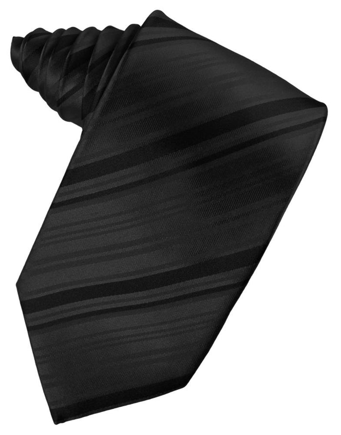Black Striped Silk Necktie Cardi