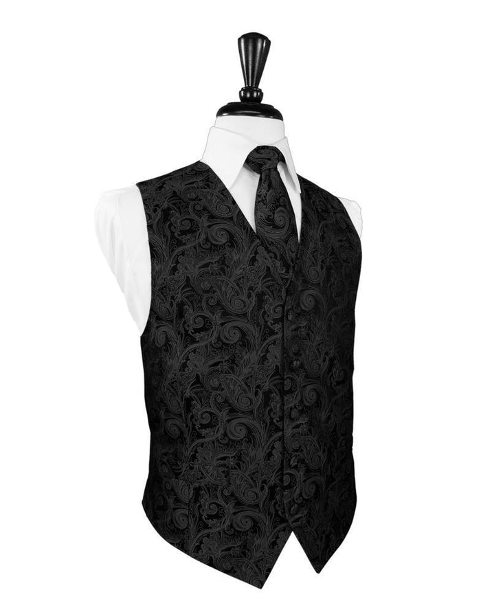 Black Tapestry Tuxedo Vest Cardi