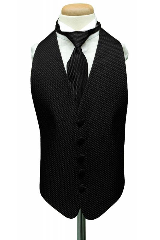 Black Venetian Kids Tuxedo Vest Cardi