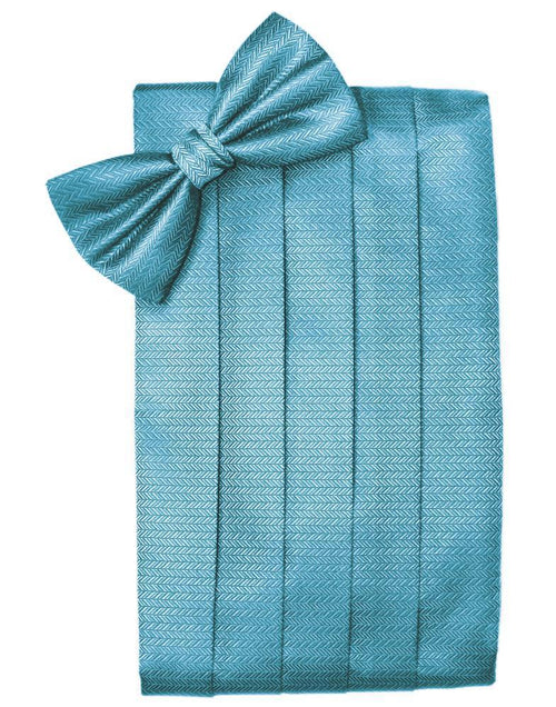 Blue Ice Herringbone Kids Cummerbund Cardi