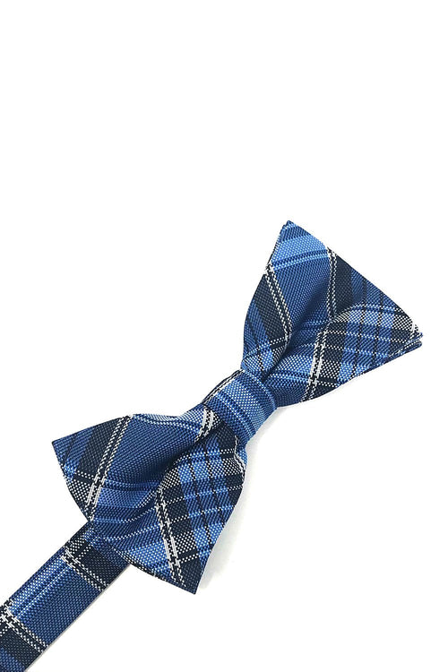 Blue Madison Plaid Kids Bow Tie Cardi