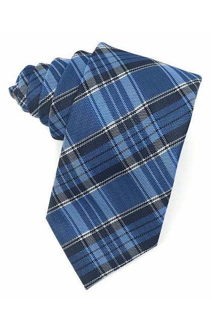 Blue Madison Plaid Necktie by Cardi