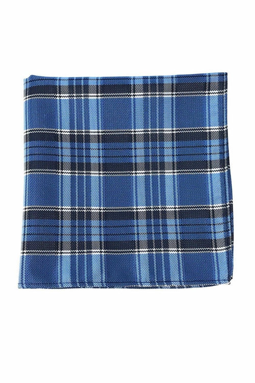 Blue Madison Plaid Pocket Square Cardi