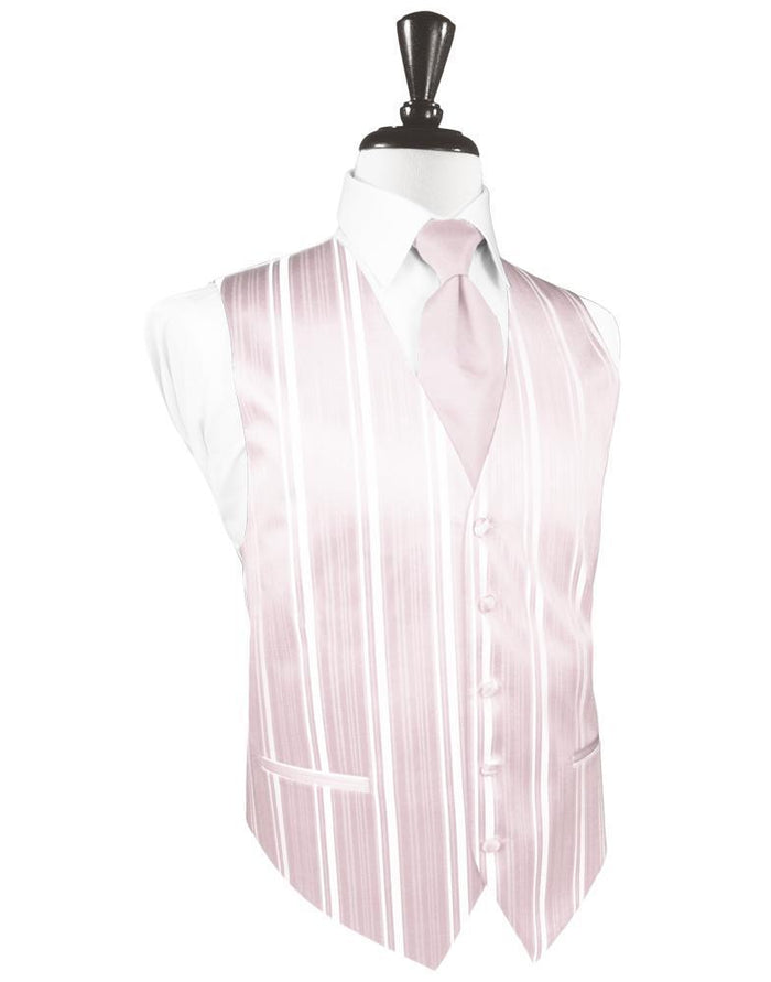 Blush Striped Satin Tuxedo Vest Cardi