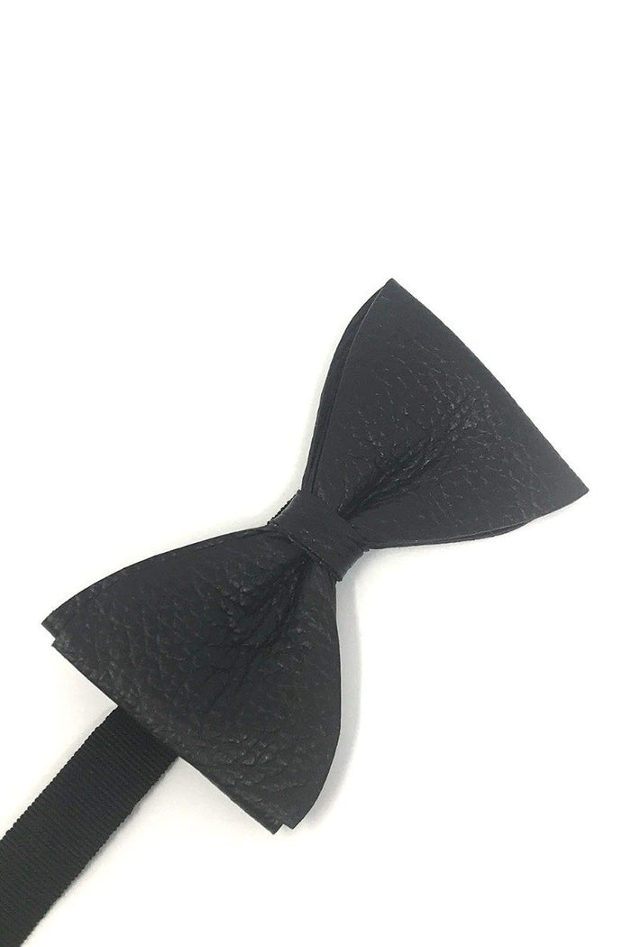 Brown Textured Leather Bow Tie Cardi