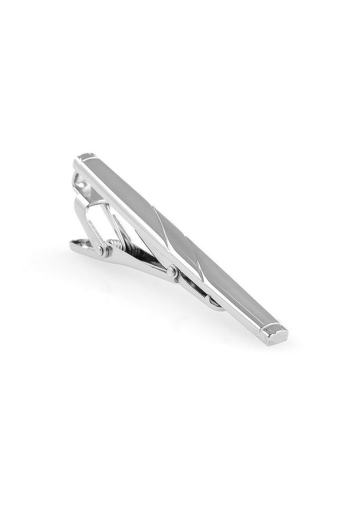 Brushed Silver with Swirl Premium Tie Bar by Cardi