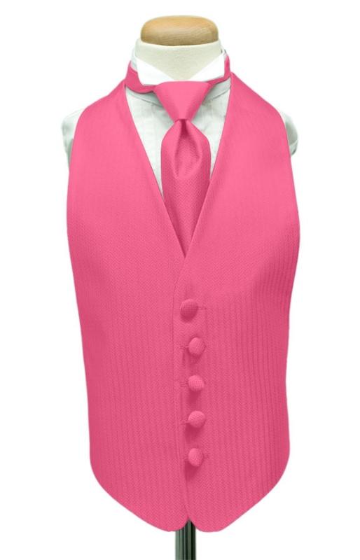 Bubblegum Herringbone Kids Tuxedo Vest by Cardi