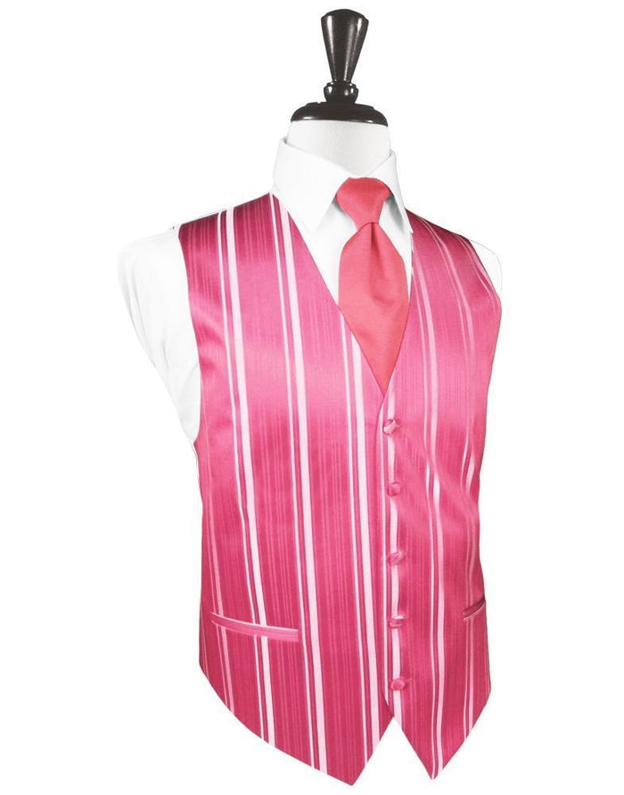Bubblegum Striped Satin Tuxedo Vest Cardi
