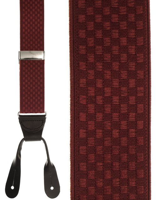 Burgundy Checkers Suspenders Cardi