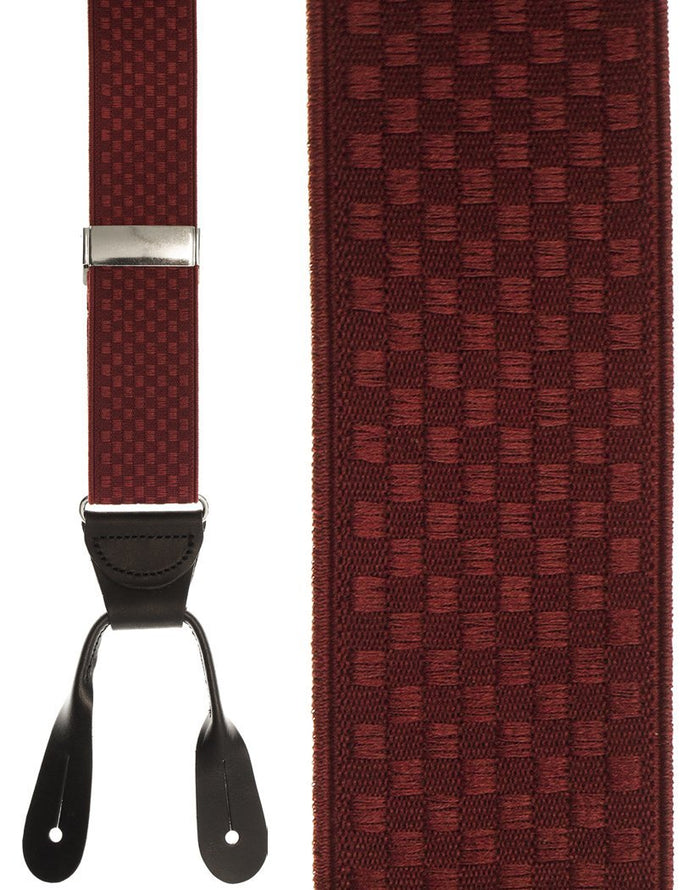Burgundy Checkers Suspenders Cardi