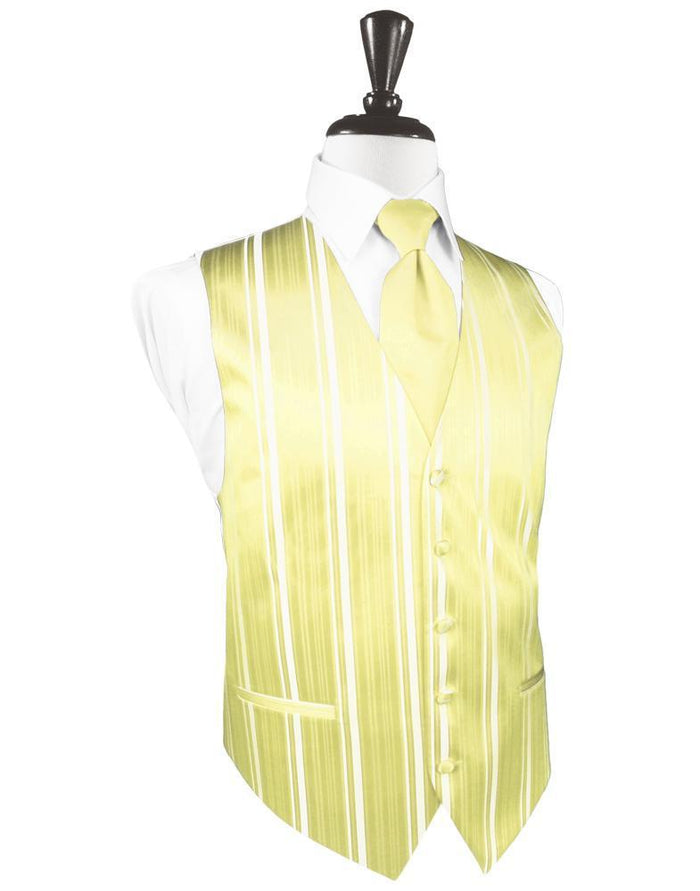 Canary Striped Satin Tuxedo Vest Cardi