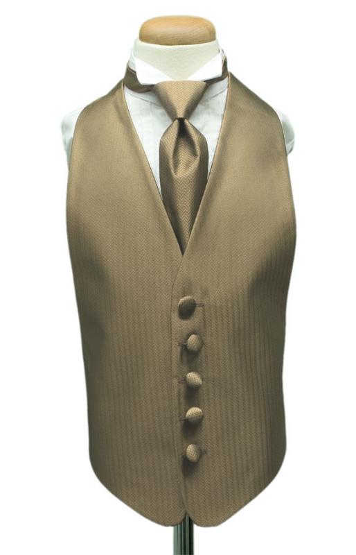 Champagne Herringbone Kids Tuxedo Vest by Cardi