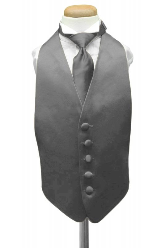 Charcoal Luxury Satin Kids Tuxedo Vest by Cardi