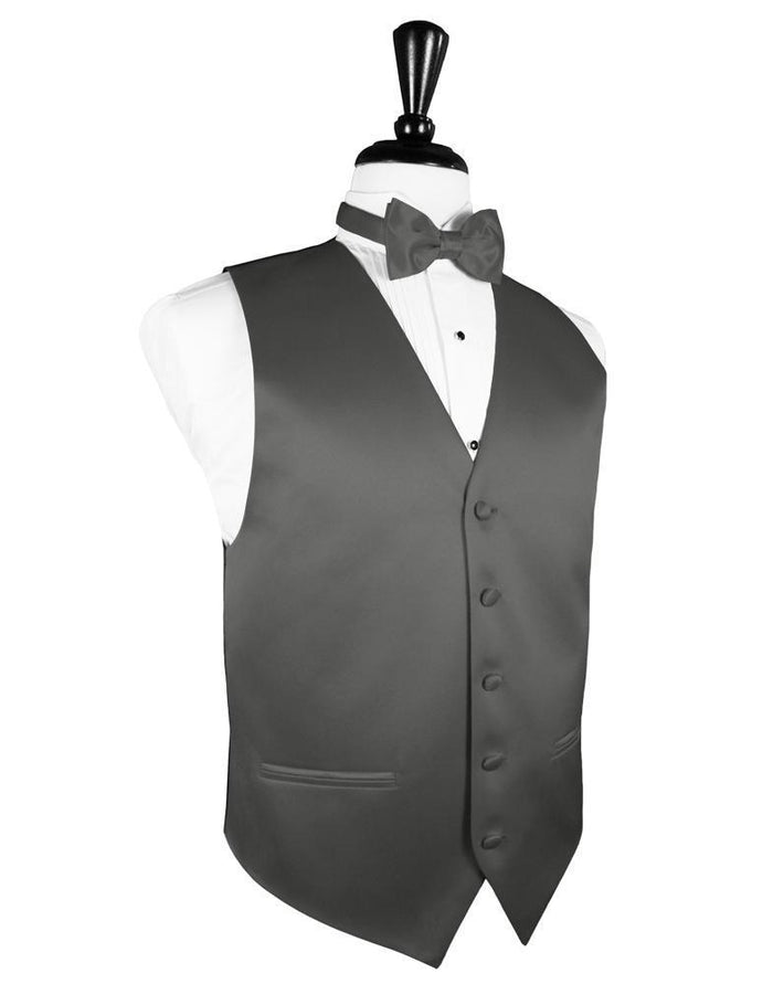 Charcoal Luxury Satin Tuxedo Vest by Cardi