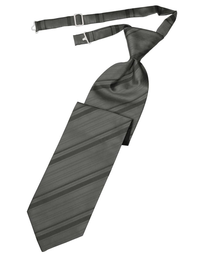 Charcoal Striped Satin Kids Necktie by Cardi