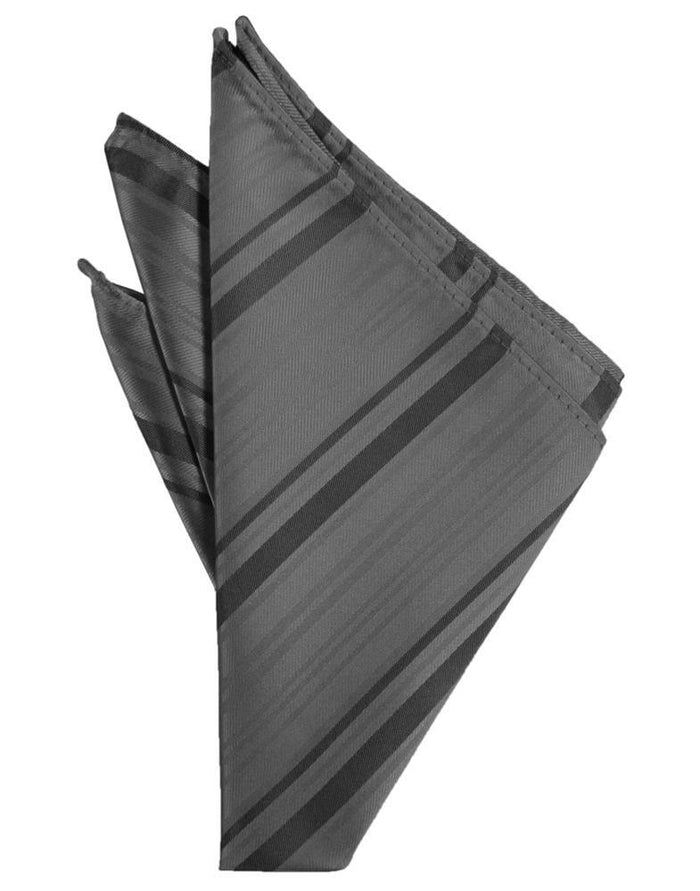 Charcoal Striped Satin Pocket Square by Cardi