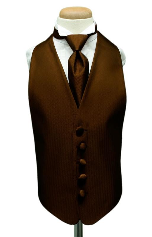 Chocolate Herringbone Kids Tuxedo Vest Cardi