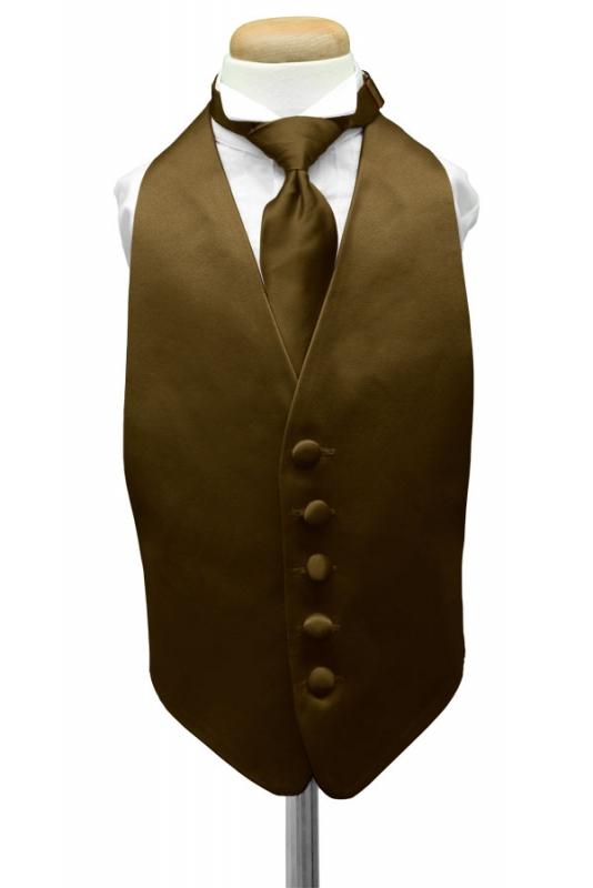 Chocolate Luxury Satin Kids Tuxedo Vest Cardi