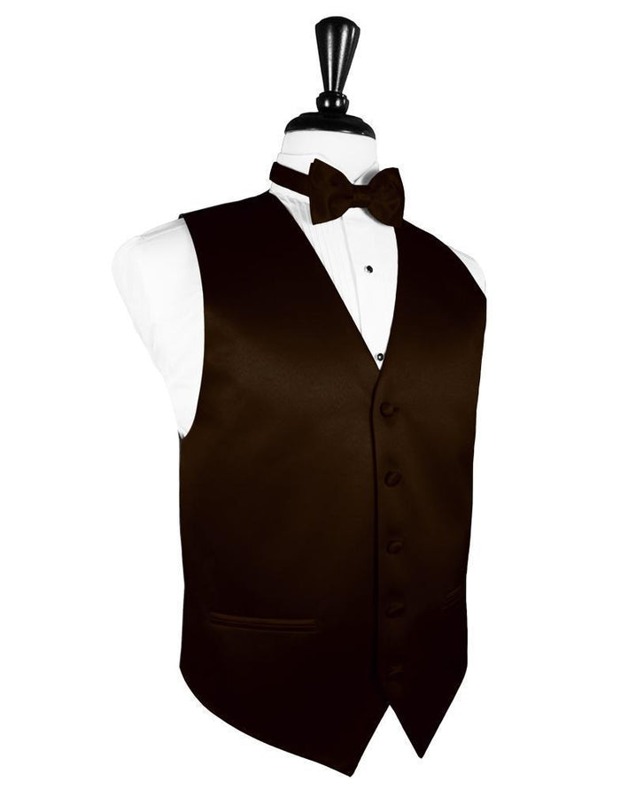 Chocolate Luxury Satin Tuxedo Vest by Cardi