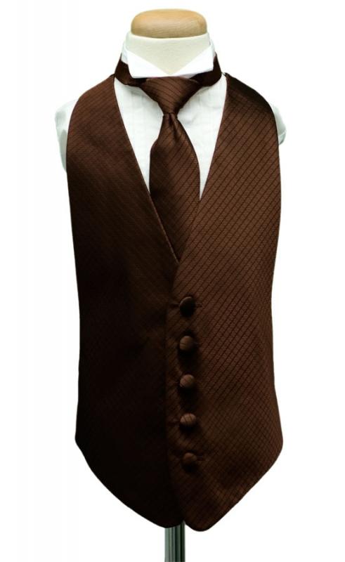 Chocolate Palermo Kids Tuxedo Vest Cardi