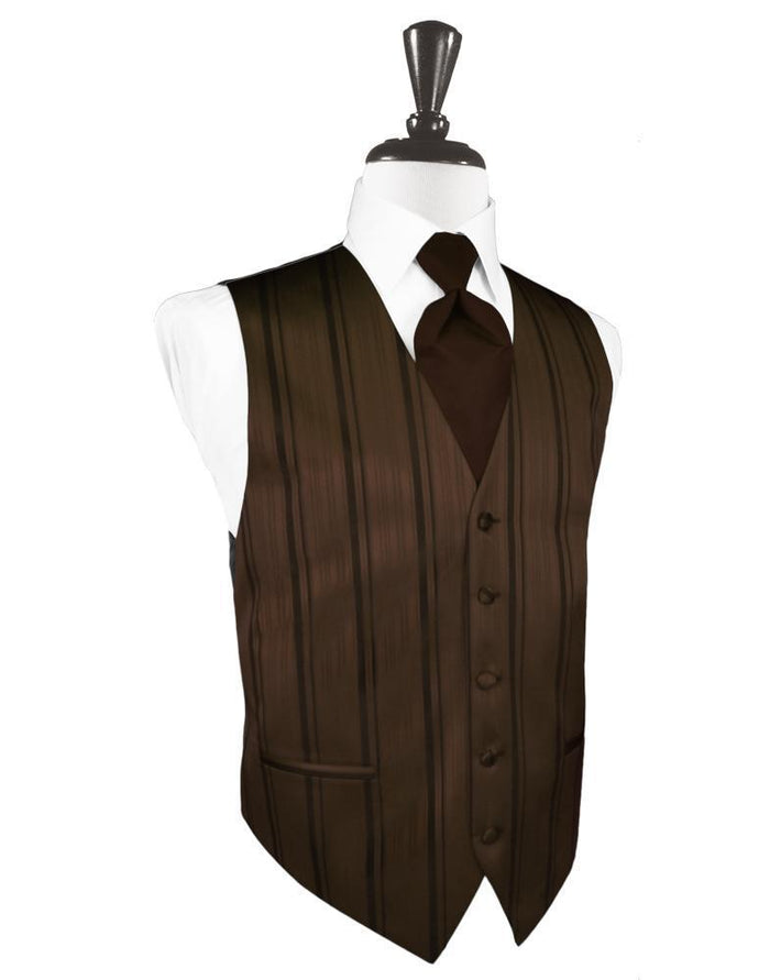 Chocolate Striped Satin Tuxedo Vest by Cardi
