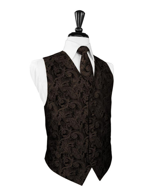 Chocolate Tapestry Tuxedo Vest Cardi