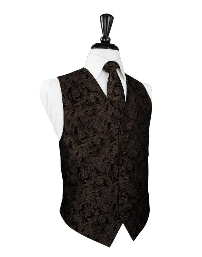 Chocolate Tapestry Tuxedo Vest Cardi