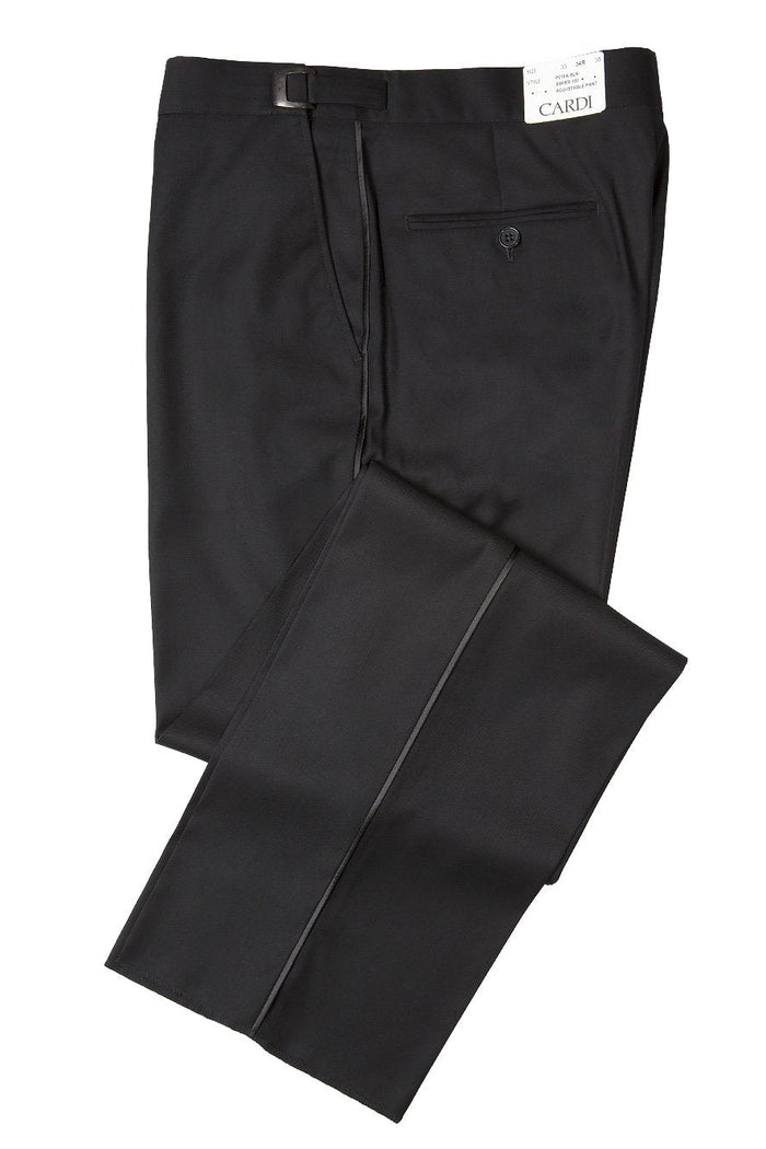 Christopher Kids Black Super 150's Luxury Viscose Blend Tuxedo Pants by Cardi
