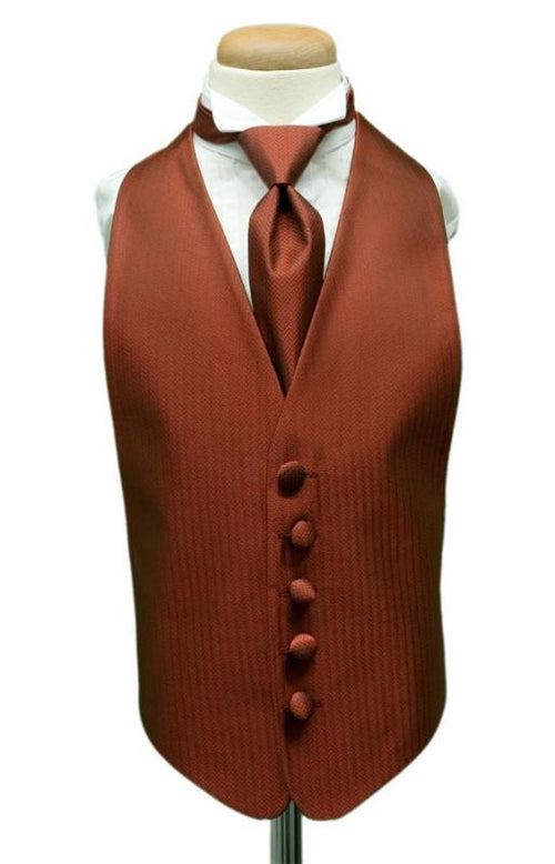 Cinnamon Herringbone Kids Tuxedo Vest by Cardi