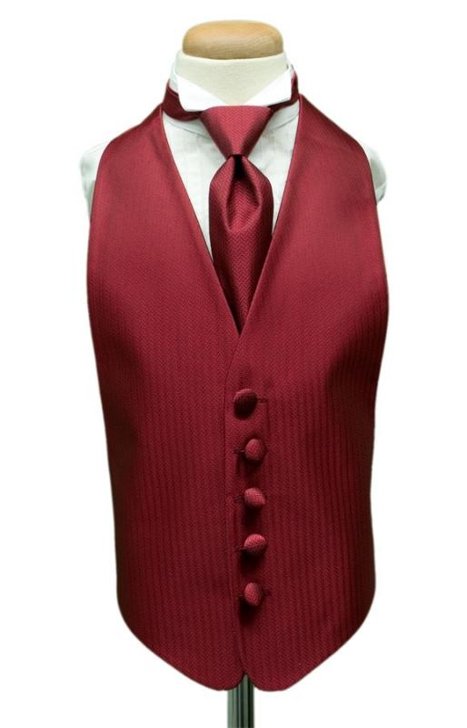 Claret Herringbone Kids Tuxedo Vest by Cardi