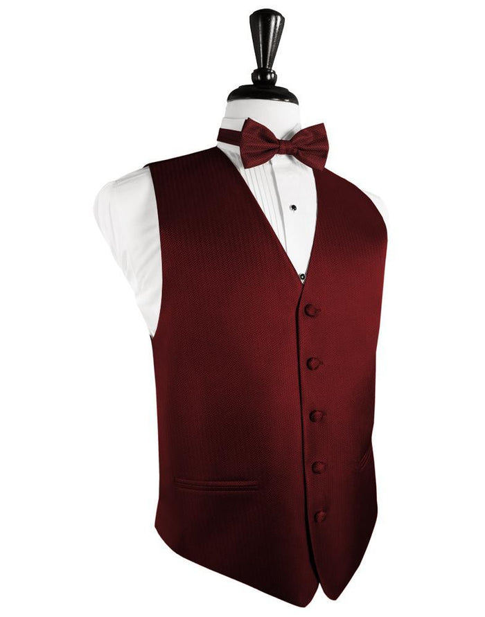 Claret Herringbone Tuxedo Vest by Cardi