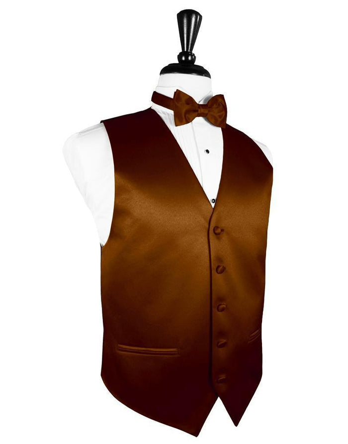 Cognac Luxury Satin Tuxedo Vest by Cardi