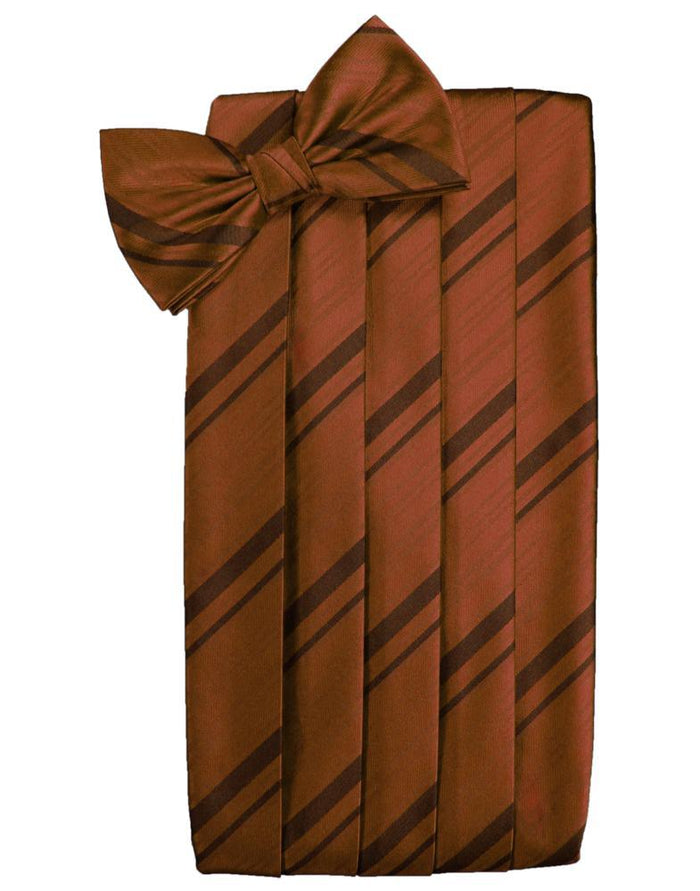 Cognac Striped Satin Cummerbund by Cardi
