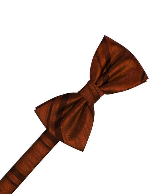 Cognac Striped Satin Kids Bow Tie Cardi