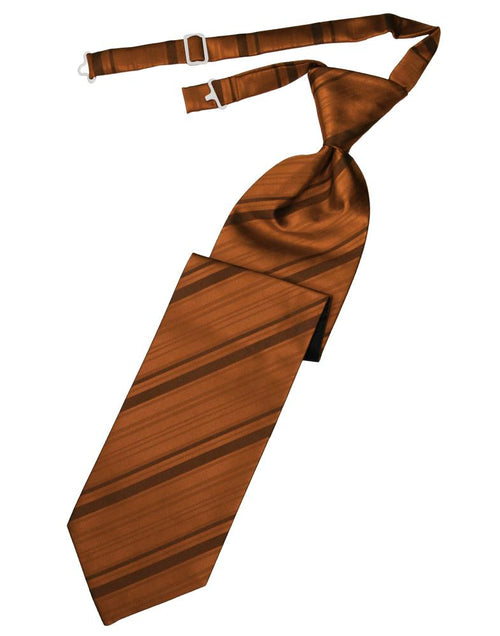 Cognac Striped Satin Kids Necktie by Cardi