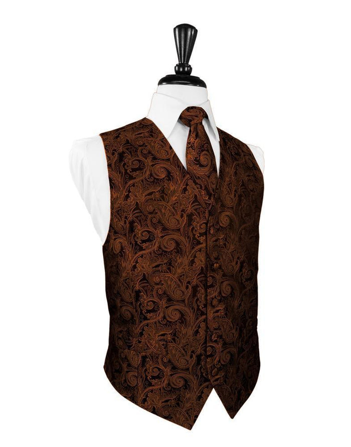 Cognac Tapestry Tuxedo Vest by Cardi