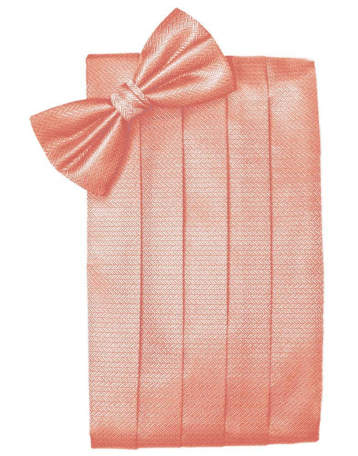 Coral Herringbone Cummerbund Cardi