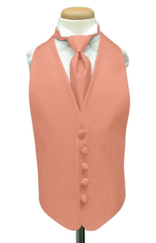 Coral Herringbone Kids Tuxedo Vest Cardi