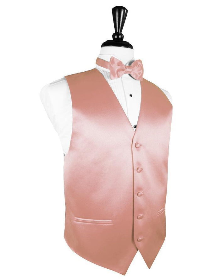 Coral Luxury Satin Tuxedo Vest Cardi