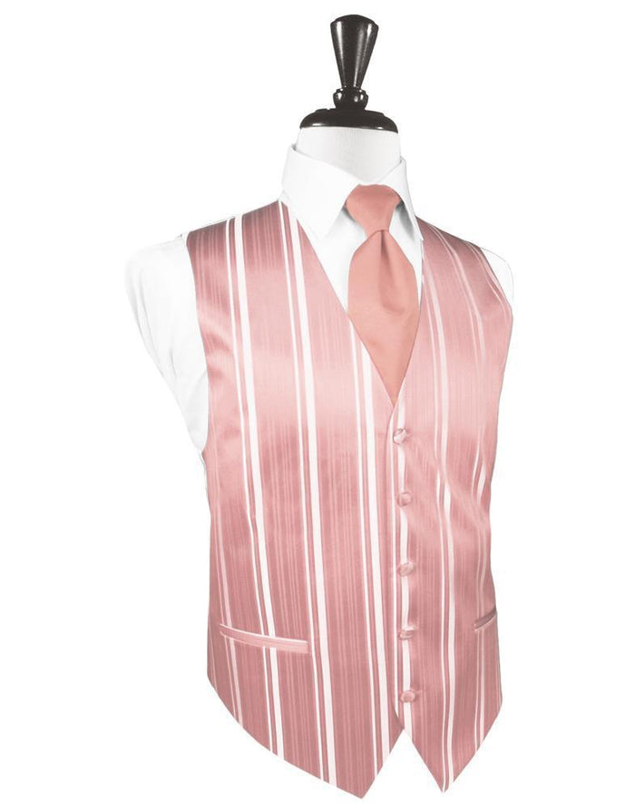 Coral Striped Satin Tuxedo Vest by Cardi