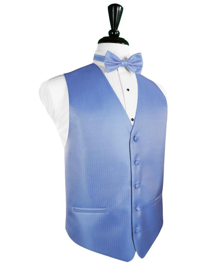 Cornflower Herringbone Tuxedo Vest Cardi
