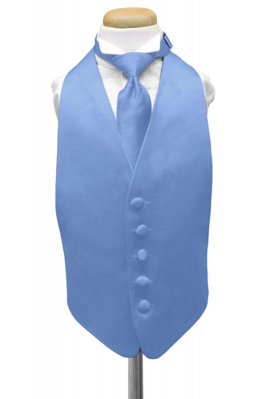 Cornflower Luxury Satin Kids Tuxedo Vest Cardi