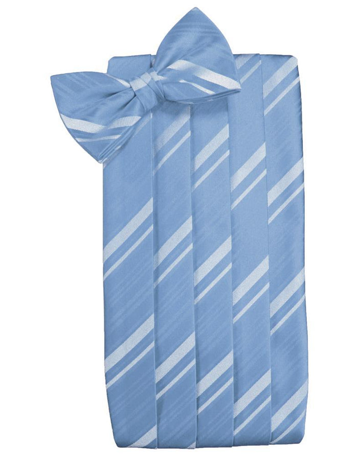 Cornflower Striped Satin Cummerbund Cardi