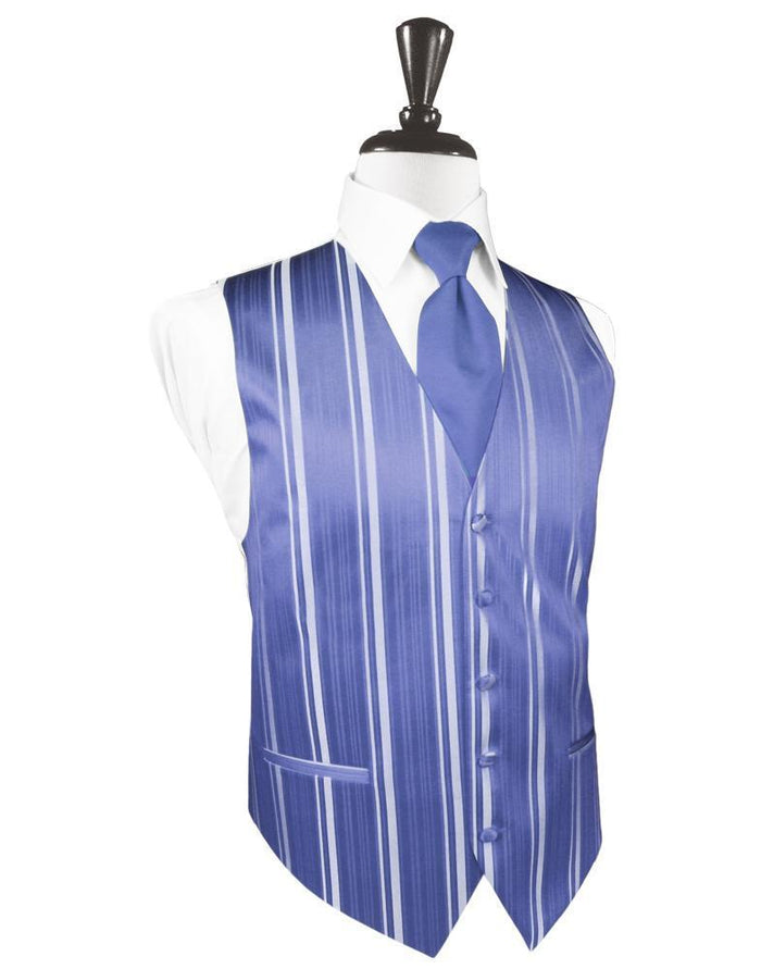 Cornflower Striped Satin Tuxedo Vest by Cardi