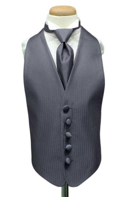 Desert Blue Herringbone Kids Tuxedo Vest Cardi