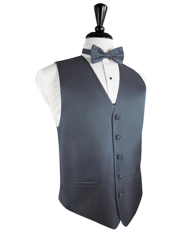 Desert Blue Herringbone Tuxedo Vest Cardi
