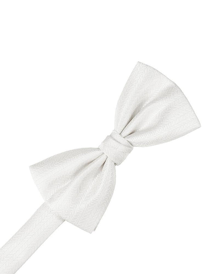 Diamond White Herringbone Bow Tie by Cardi