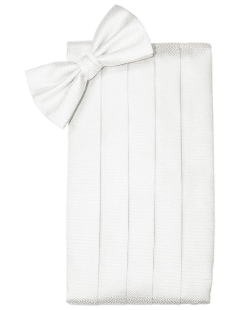 Diamond White Herringbone Cummerbund by Cardi