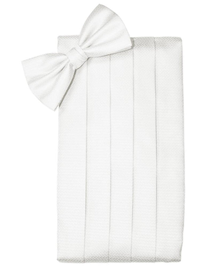 Diamond White Herringbone Kids Cummerbund Cardi