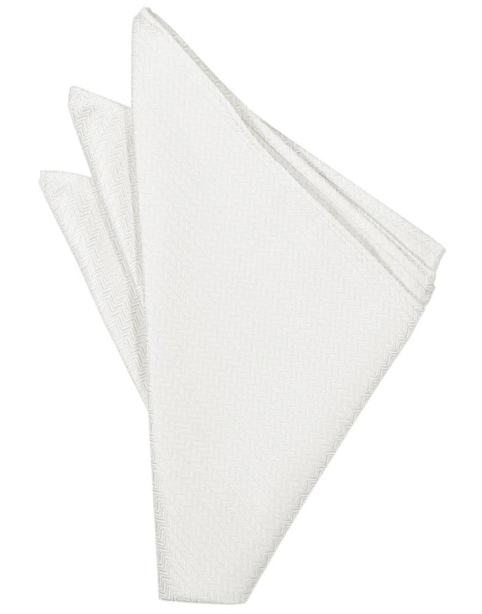 Diamond White Herringbone Pocket Square by Cardi
